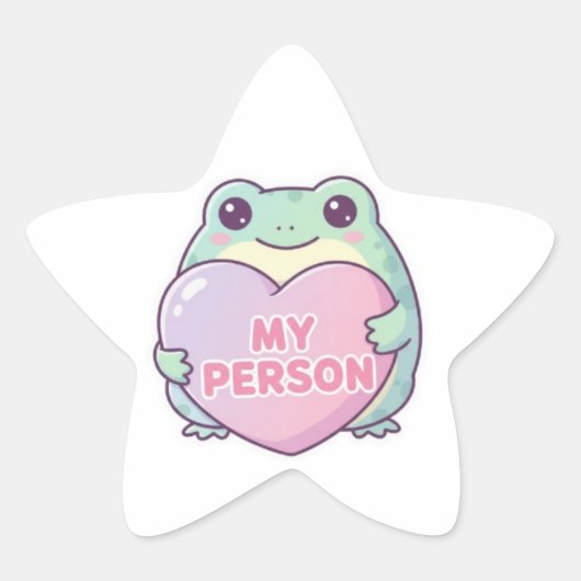 My Person Frog Sticker Cute Frog Hugging Heart Rom (Vorderseite)