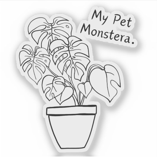 My Pet Monstera 3 x 3 inch Vinyl Sticker (Vorderseite)
