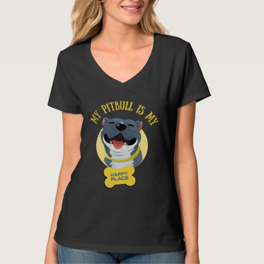My Pitbull Is My Happy Place Pitbull Dad Pitbull M T-Shirt (Vorderseite)