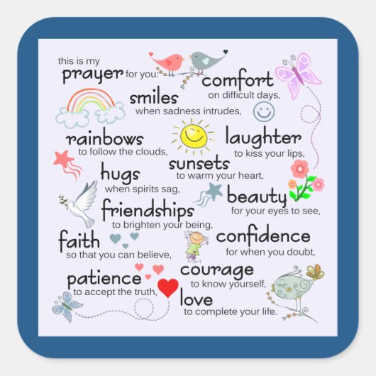My Prayer For You Classic Blue | Quadratischer Aufkleber (Vorderseite)