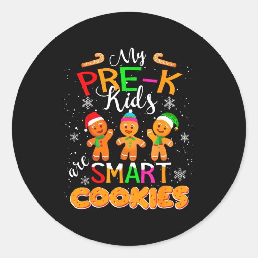 My Pre-k Kids Are Smart Cookies Christmas Teacher Runder Aufkleber (Vorderseite)