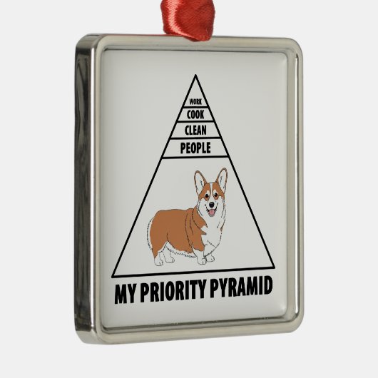 My Priority Pyramid Corgi Ornament Aus Metall (Rechts)