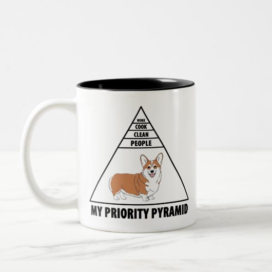 My Priority Pyramid Corgi Zweifarbige Tasse (Links)