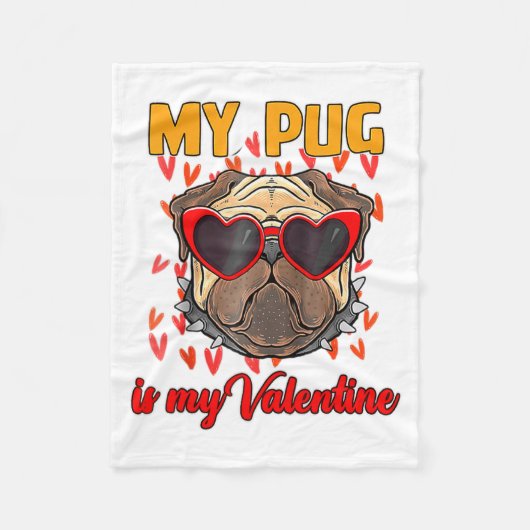 My Pug In My Valentine Cute Valentineu2019s Day Pe Fleecedecke (Vorderseite)