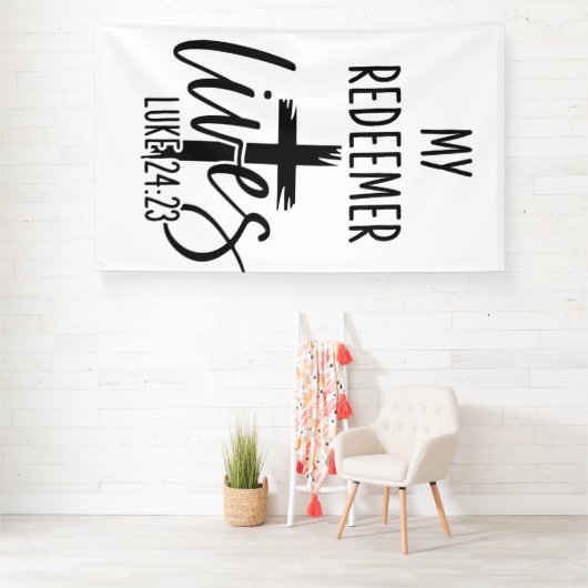 My Redeemer Lives Luke 24:23 Resurrection Design Banner (Insitu)
