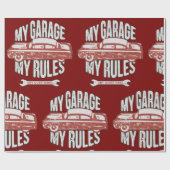 My Rules Classic Red Car Retro Mechanic Geschenkpapier (Flach)