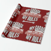 My Rules Classic Red Car Retro Mechanic Geschenkpapier (Ungerollt)