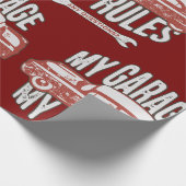 My Rules Classic Red Car Retro Mechanic Geschenkpapier (Ecke)