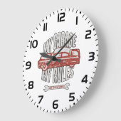 My Rules Classic Red Car Retro Mechanic Große Wanduhr (Winkel)