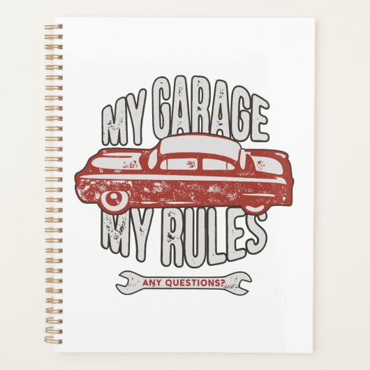 My Rules Classic Red Car Retro Mechanic Planer (Vorderseite)