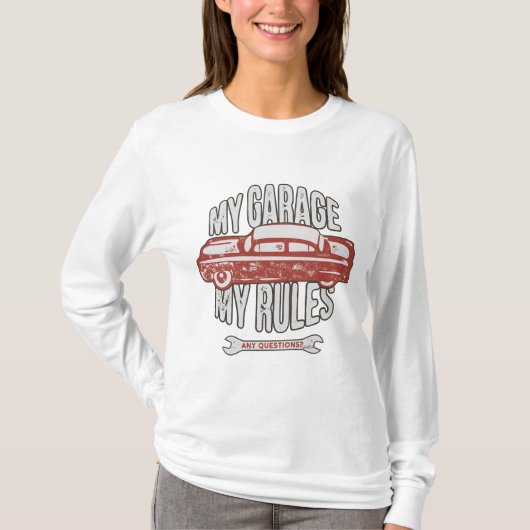 My Rules Classic Red Car Retro Mechanic T-Shirt (Vorderseite)