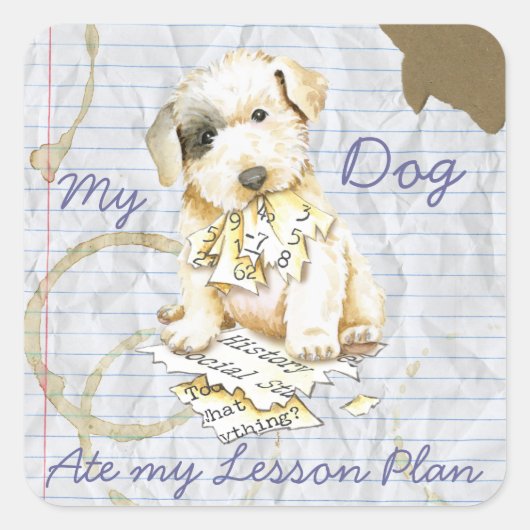 My Sealyham Terrier Ate My Lessingplan Quadratischer Aufkleber (Vorderseite)