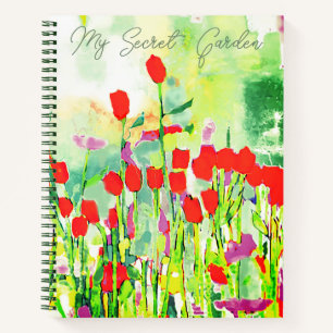 My Secret Garden Watercolor-Wildblumen-Notebook Notizblock