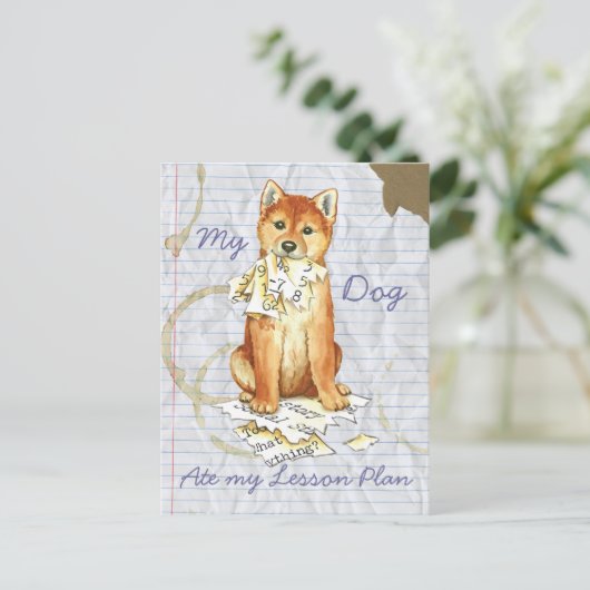 My Shiba Inu Ate My Lessingplan Postkarte (Stehend Vorderseite)