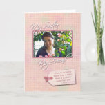 My Sister, My Friend - Birthday Custom Photo Card Karte<br><div class="desc">Custom photo birthday card with pink background and scrapbook-like tag that reads: There is no better friend than a sister; there is no better sister than you.</div>