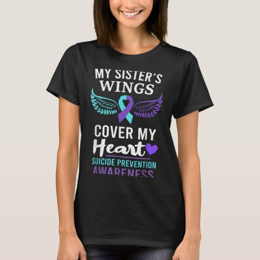 My Sister's Wings Cover Heart Suicide Awareness Ri T-Shirt (Vorderseite)
