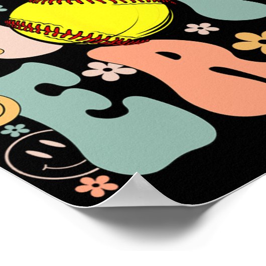 My Softball Mama Era Mama Groovy Life Game Day Vib Poster (Ecke)