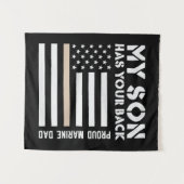 My Son Has Your Back Proud Marine Dad Usa Flag Wandteppich (Vorderseite (Horizontal))