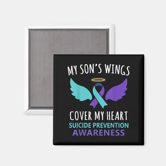 My Son's Wings Cover Heart Suicide Awareness Ribbo Magnet (Vorderseite/Rückseite)