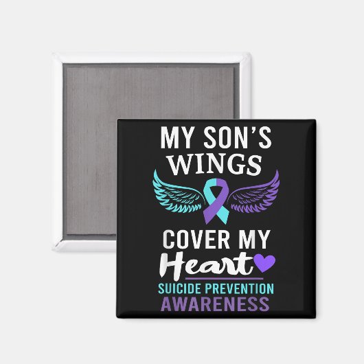 My Son's Wings Cover Heart Suicide Awareness Ribbo Magnet (Vorderseite/Rückseite)