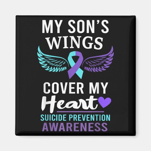 My Son's Wings Cover Heart Suicide Awareness Ribbo Magnet (Vorne)