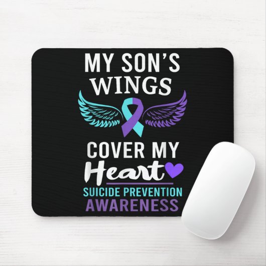 My Son's Wings Cover Heart Suicide Awareness Ribbo Mousepad (Mit Mouse)