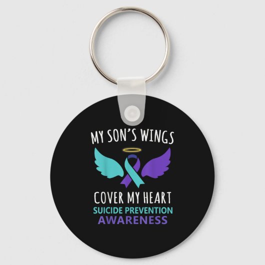 My Son's Wings Cover Heart Suicide Awareness Ribbo Schlüsselanhänger (Vorderseite)