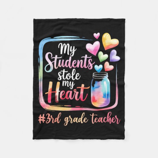 My Student Stole My Heart 3rd Grade Teacher Valent Fleecedecke (Vorderseite)