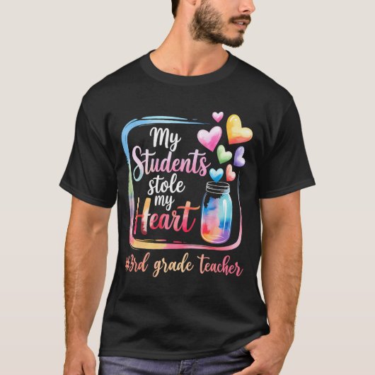My Student Stole My Heart 3rd Grade Teacher Valent T-Shirt (Vorderseite)