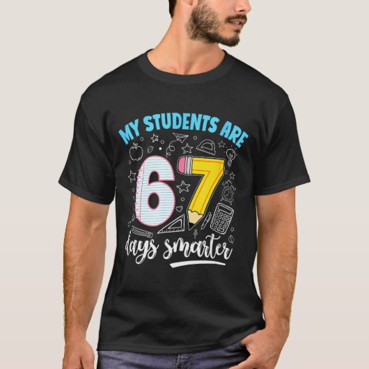 My Students Are 67 Days Smarter Funny Teacher Kids T-Shirt (Vorderseite)