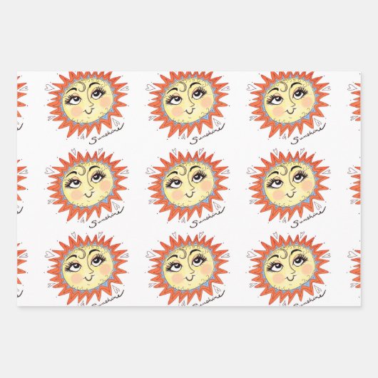 My Sunshine Sun Illustration Geschenkpackung 3 Pac Geschenkpapier Set (Vorderseite)