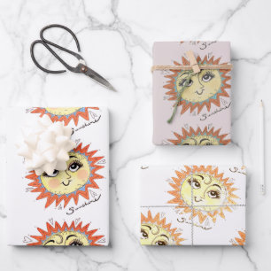 My Sunshine Sun Illustration Geschenkpackung 3 Pac Geschenkpapier Set