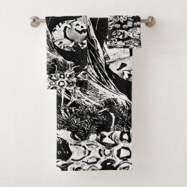 My Super Halloween black and white Badhandtuch Set