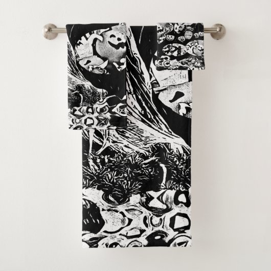 My Super Halloween black and white Badhandtuch Set (Insitu)