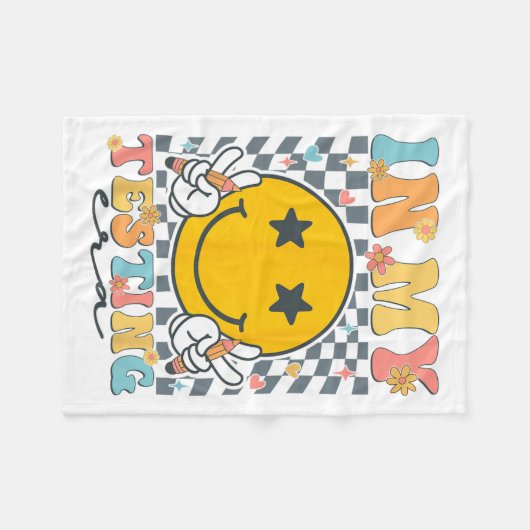 My Testera Funny Groovy Test Day Teacher Stude Fleecedecke (Vorderseite (Horizontal))