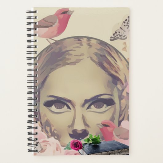 "My Thoughts" Book Birds Butterflies Rose Journal Planer (Vorderseite)