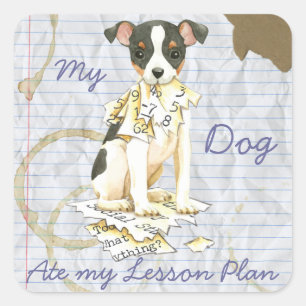 My Toy Fox Terrier Ate my Lessingplan Quadratischer Aufkleber