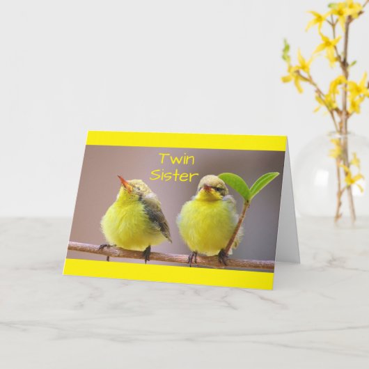 MY TWIN, MY SISTER, MY BEST FRIEND-BIRTHDAY CARD KARTE (Gelbe Blume)