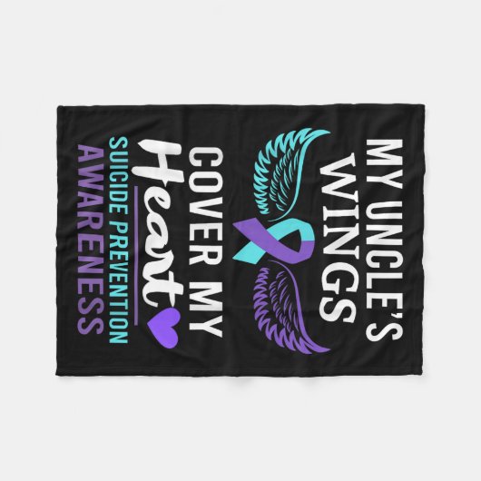 My Uncle's Wings Cover Heart Suicide Awareness Rib Fleecedecke (Vorderseite (Horizontal))