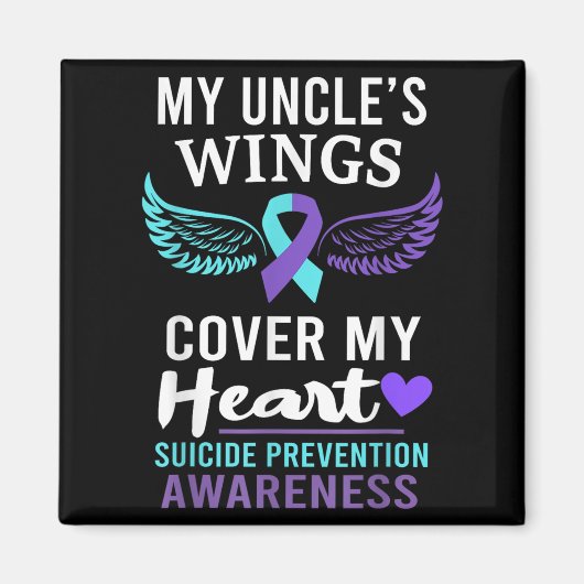 My Uncle's Wings Cover Heart Suicide Awareness Rib Magnet (Vorne)