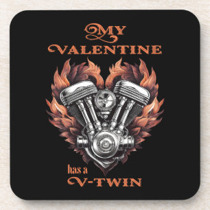My Valentine has a V-Twin, Biker Getränkeuntersetzer