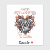 My Valentine has a V-Twin, Biker style Aufkleber (Blatt)