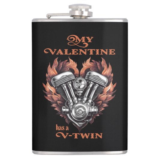 My Valentine has a V-Twin, Biker style Flachmann (Vorderseite)