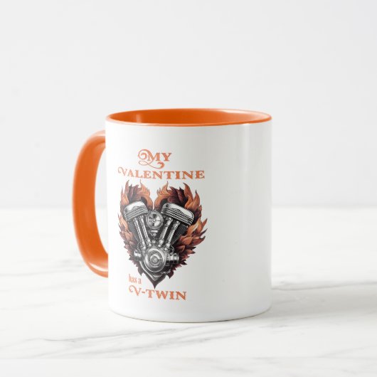 My Valentine has a V-Twin, Biker style Tasse (Vorderseite Links)