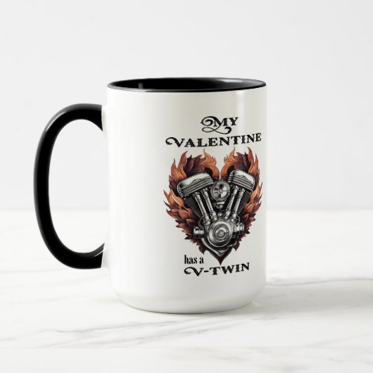 My Valentine has a V-Twin, Biker Tasse (Links)