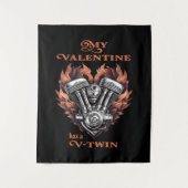 My Valentine has a V-Twin, Biker Wandteppich (Vorderseite)