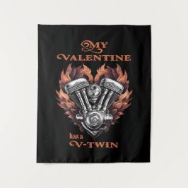 My Valentine has a V-Twin, Biker Wandteppich