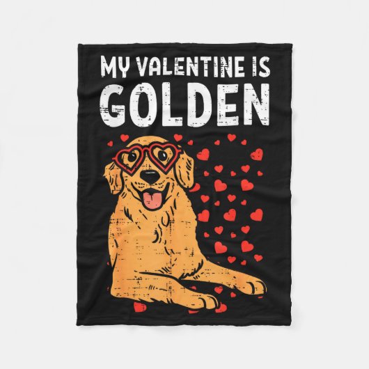 My Valentine Is Golden Retriever Valentines Day Pe Fleecedecke (Vorderseite)