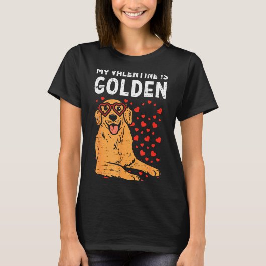 My Valentine Is Golden Retriever Valentines Day Pe T-Shirt (Vorderseite)