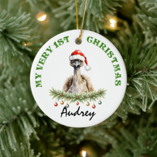My Very 1st Christmas Aussie Emu with Name Keramik Ornament
